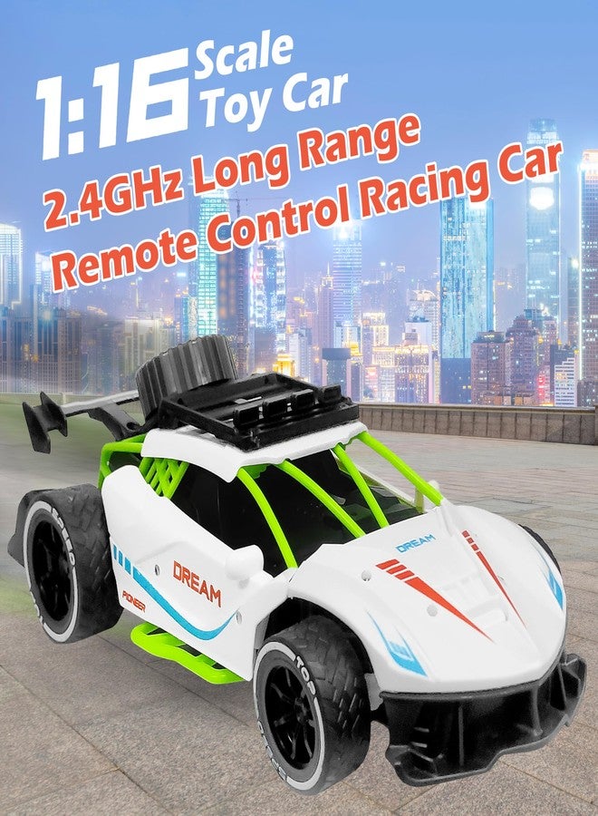 VGRASSP Rechargeable Racing Car Toy for Kids with 2.4 GHz Long Range Remote Control - 1:16 Scale Joystick RC Sports Vehicle (White) - Image 2